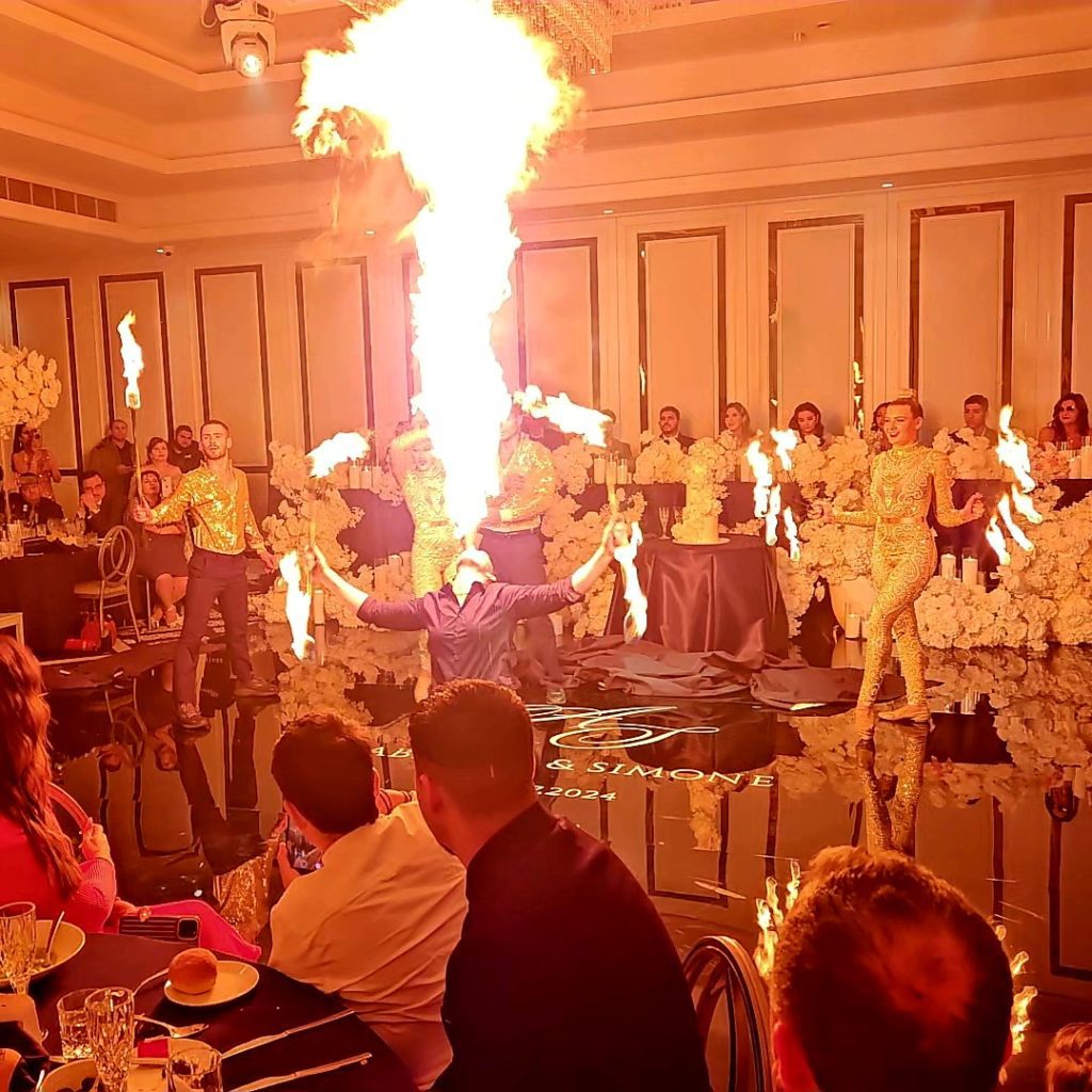 Fire performers and acrobatics at Corporate event